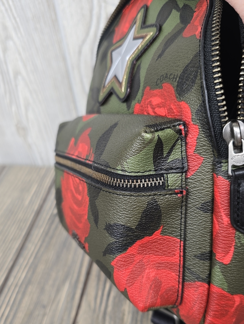 Coach Charlie Mini Backpack Camo/Red Roses - Picture 6 of 7